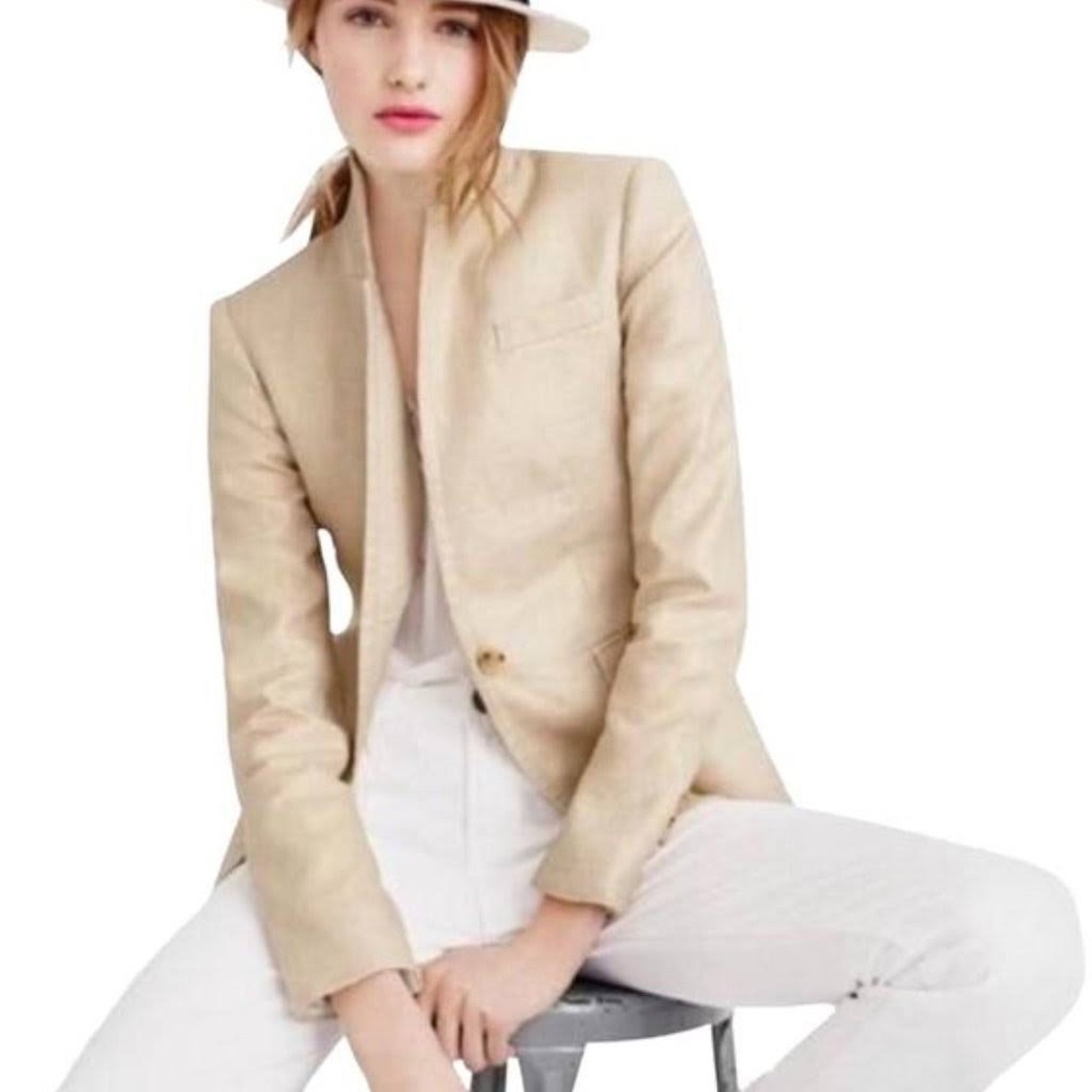 J Crew linen regent tan blazer jacket - women’s size 8